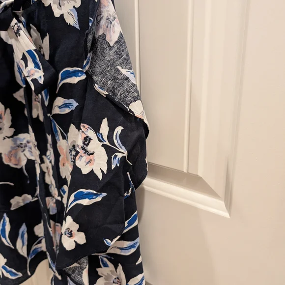 Banana Republic Navy Floral Asymmetrical Dress - Picture 3 of 7